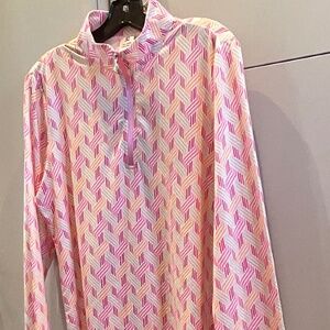 DAILY SPORTS  LONG SLEEVE  1/4 ZIP TOP  XL PINK ORANGE FUSHIA